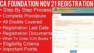 CA Foundation Registration | NOV 2021 | Step By Step Process | CA Foundation Nov 21 Registration