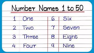 Numbers names 1 to 50 / 1 to 50 Numbers Names / 1 to 50 spelling in English / one to fifty spelling
