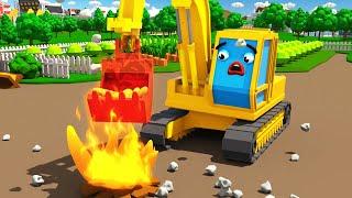 Bagger Kinderfilm - Der Gelbe Bagger POL auf dem Bauernhof - Maschinen-Team - Cartoon für Kinder