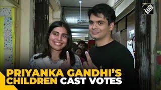 Congress’ Priyanka Gandhi Vadra’s children cast their votes, urge everyone to exercise their rights