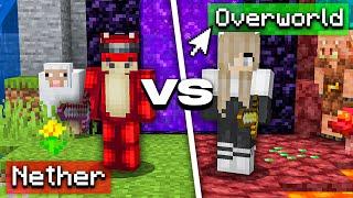 Minecraft, mais j'ai échangé le Nether et l'Overworld.. (ft. @LINED)