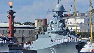 Navy Day 2024. Parade of warships. Russia, Saint Petersburg 28.07