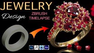 Red Ruby Ring, Jewelry Design / ZBrush timelapse /Aleksandr Platonychev