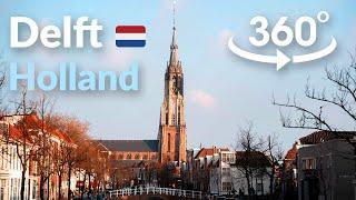 Old Dutch City VR Tour by Sunset - Relaxing Walk - VR 360° 5K Video Hike - Delft, The Netherlands