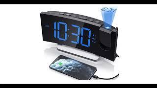 Clock Radios, WELLBOX Projection Alarm Clock with 0-100% Dimmer and FM Radio