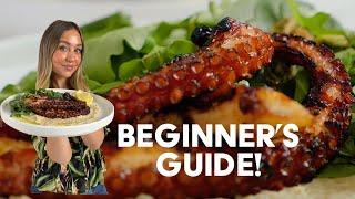 HOW TO MAKE GRILLED OCTOPUS for beginners! Clean/Butcher/Boil/ Season and Grill | Skyler Bouchard