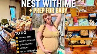 NEST WITH ME | unboxing baby gear, baby laundry, dresser organization & bedside nursery cart