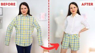 How I upcycled a men's shirt into a pair of shorts! (Extra tips and steps)