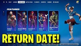 CHUN LI SKIN RETURN DATE in FORTNITE ITEM SHOP! (Street Fighter Bundle Returning 2024)