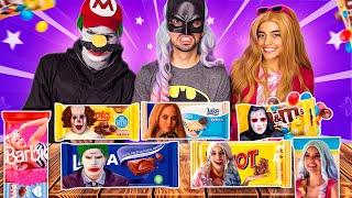 NUNCA COMA O CHOCOLATE ERRADO DA ARLEQUINA,BARBIE, M3GAN, MARIO, BATMAN, RAPINA ÀS 3 HORAS DA MANHÃ!