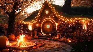 Cozy Autumn Hobbit House Ambience | Cozy Fireplace Sounds for Relaxing & Sleep & Focus 