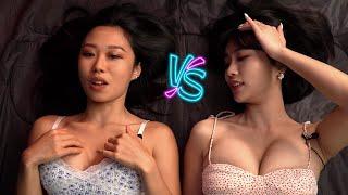 一般胸部vs隆乳假奶實測 | 平躺測試