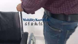 Mobility Kart Foldable Commode Wheelchair with Flip-up Armrest & Detachable Footrest