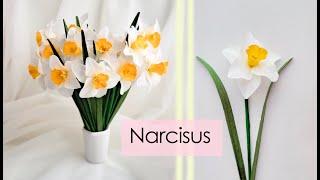 Narcissus. Daffodils.  How to make. Нарцисс из гофрированой бумаги.