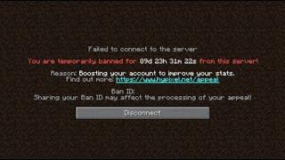 Banned from the hypixel network