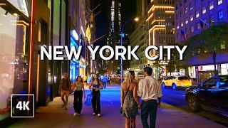 New York Night Walk - Fifth Avenue, Virtual Walking Tour 4K