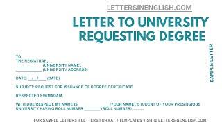 Request Letter for Degree Certificate – Degree Certificate Application Letter