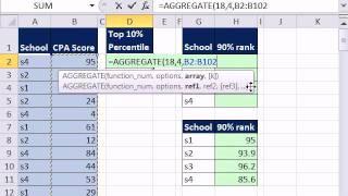 Excel 2010 Magic Trick 668: AGGREGATE Function Array Formula #3 Calculate 90 Percentile CPA Scores