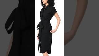 Amazon Essentials Women's Relaxed Fit Short Sleeve Button Front Belted Shirt Dress