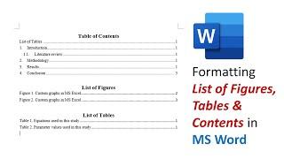 How to insert a list of tables or figures in Word