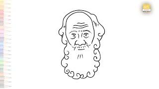 Leo Tolstoy easy face drawing | Art tutorial  | How to draw Leo Tolstoy step by step | #artjanag