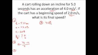 1D KINEMATIC MOTION PRACTICE - Acceleration Example Problem