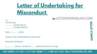 Letter of Undertaking for Misconduct - Undertaking Letter for Misconduct in College