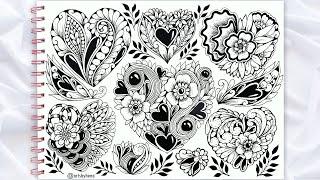 How to draw Beautiful zentangle hearts for beginners | Zentangle heart ideas