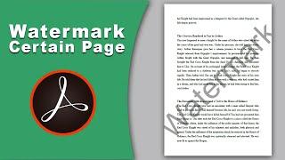 How to Add Watermark from certain page in adobe acrobat pro 2017