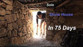 SOLO BUILDING A STONE DUGOUT WITH FIREPLACE IN 75 DAYS | Diy Crafts, Bushcraft, Nature Movie