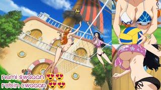 Nami and Robin sexy bikini scene (One Piece movie Gold Episode 0)