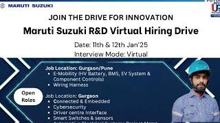 Maruti Suzuki R&D Recruitment 2024-25 || Junior Engineer Trainee.