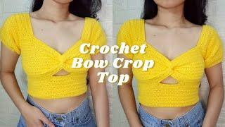 crochet bow crop top (free pattern) | yarned by kc | 