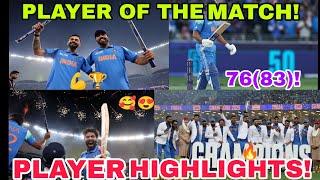 INDIA VS NEW ZEALAND FINA|#Rohit Sharma Innings Highlights#Ppayer Of The Match