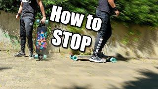 How to STOP on a Longboard  - Foot Brake Beginner Guide
