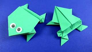 Как сделать прыгающую лягушку из бумаги  Оригами лягушка прыгает