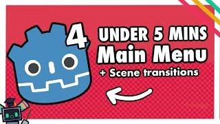 Godot 4 Main menu tutorial in UNDER 5 MINUTES ( + Screen Transitions! )