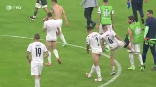Italian players celebrating  without pants