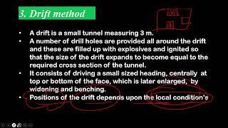 Drift method of tunneling | Tunneling in hard Rock