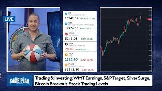 Trading & Investing: WMT Earnings, S&P Target, Silver Surge, Bitcoin Breakout, Stock Trading Levels