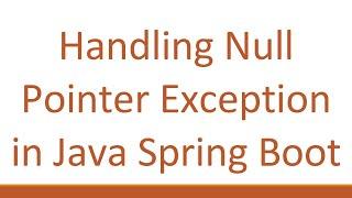 Handling Null Pointer Exception in Java Spring Boot