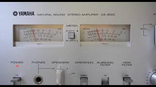 Vintage Japanese Yamaha CA-2010 Stereo Amplifier meters in action playing happy lo-fi music
