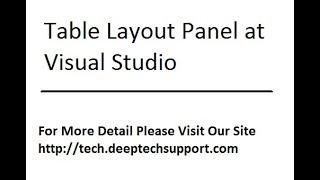 DeepTechSupport : Table layout Panel