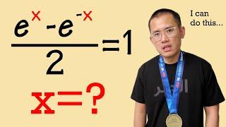 Solving (e^x-e^(-x))/2=1