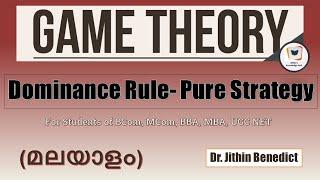 [#3] Game theory [Operations research]- Dominance for pure strategy- Shortcut- Dr JithinI Malayalam