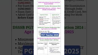 DSSSB PGT Teacher Recruitment 2025 | Total Post - 432