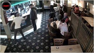 CCTV : Mad Pub Fight UK - Father & Son - Aldershot , Farnham 