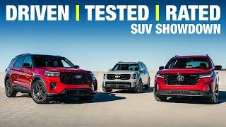 Kia Telluride vs. Honda Pilot vs. Ford Explorer: Three-Row Midsize SUV Comparison Test