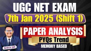 UGC NET Exam Paper Analysis | 07th Jan 2025, Shift 1 by Shiva sir @AchieversAddaAA