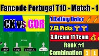 CK vs GOR Dream11 Prediction | CK vs GOR Records | CK vs GOR Players Records | Fancode Portugal T10.